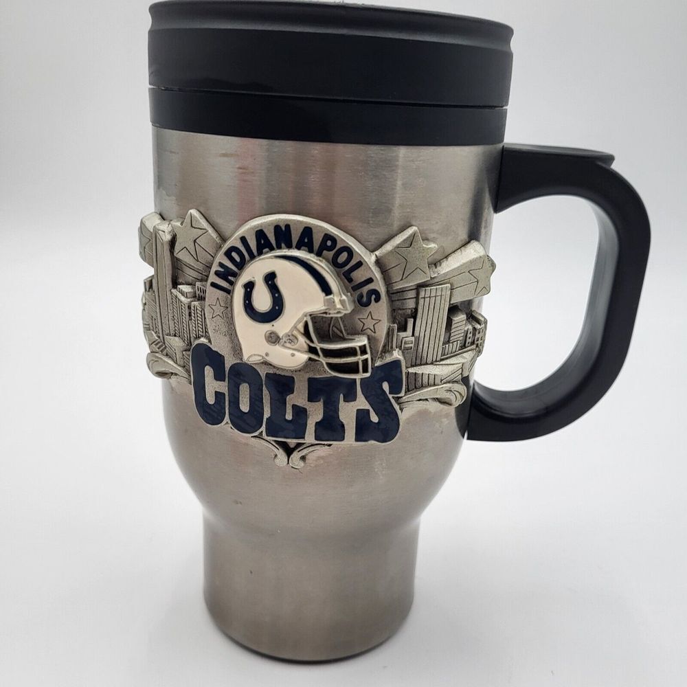 Indianapolis Colts 3D Emblem‎ 16oz Thermo Steel Stainless Travel Coffee Mug